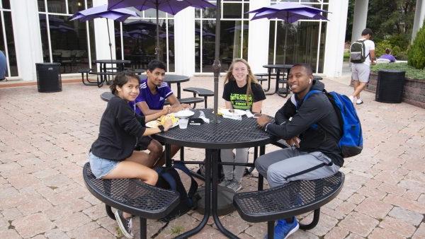 Students under table